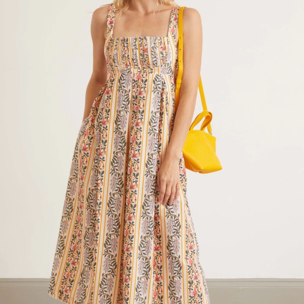 NWT: AGUA BY AGUA BENDITA Hortensia printed cotton-poplin midi dress - XS